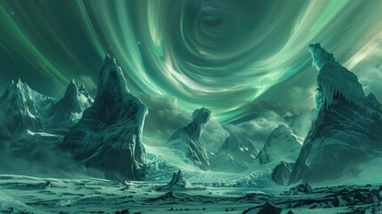 Wall Mural - titans of thunder and frost engaged in a monumental clash amidst a landscape of towering glaciers an