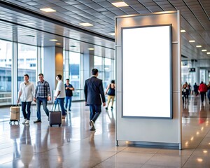 Blank billboard in an airport terminal.