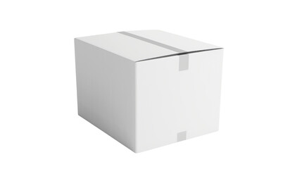 White Cardboard Box With Tape Sealed