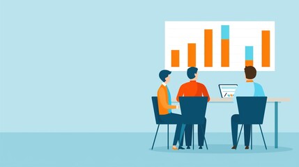 Enterprise growth, executives analyzing financial data, flat design illustration