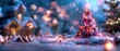 © PUTTER-ART - Mini Christmas Village, Decorated tree and ornaments in a festive setting, Holiday Scene