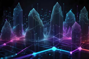 Wall Mural - abstract glowing 3d big data visualization. futuristic infographics aesthetic design. visual informa