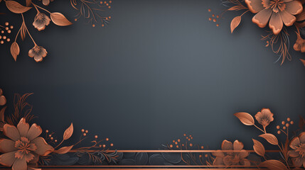 Poster - Elegant Black and Copper Floral Frame