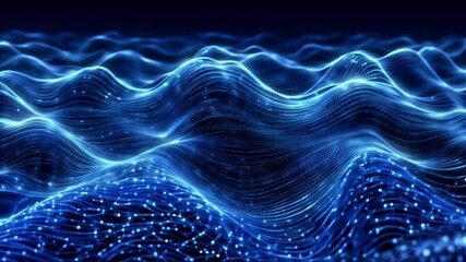 Wall Mural - Flowing Navy Blue Digital Waves Background