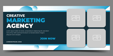Wall Mural - Business marketing horizontal banner with gradient blue background color