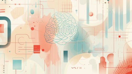 Wall Mural - Abstract Brain Illustration with Circuitry Design - The image symbolizes innovation, technology, connectivity, intelligence, and the human brain. - The image symbolizes innovation, technology, connect