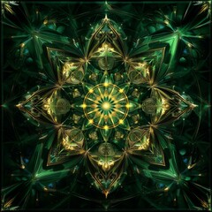 Wall Mural - a green and gold pattern with a large flower in the center. ai.
