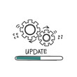 © Gwens graphic studio - hand drawn doodle system update loading on electronic device illustration
