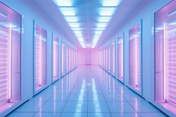 Canvas Print - Machine data center architecture building corridor.