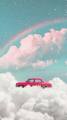 Sticker - Aesthetic wallpaper rainbow sky car.