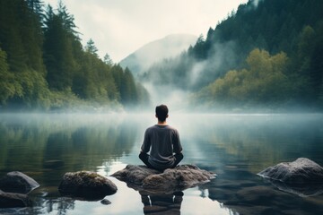 Wall Mural - Meditating nature tranquility relaxation.