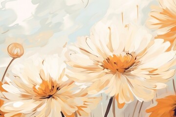 Sticker - Flowers daisy backgrounds abstract painting.