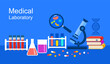 © Orapun - Medical laboratory banner template in flat design. Research lab.