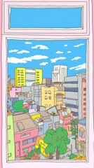 Wall Mural - Japan anime window view art publication comics.