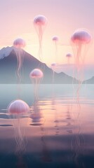 Canvas Print - A few jelly fish floating in the air invertebrate jellyfish outdoors.