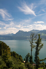 Wall Mural - Alps mountains and like in Switzerland. Alps nature in Switzerland. Swiss Alps. Panoramic of the nature of Switzerland. Nature of Swiss lakes. Switzerland scenic landscape. Alps Nature background.