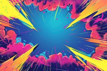 Canvas Print - comic thunder shock border effect backgrounds abstract pattern.