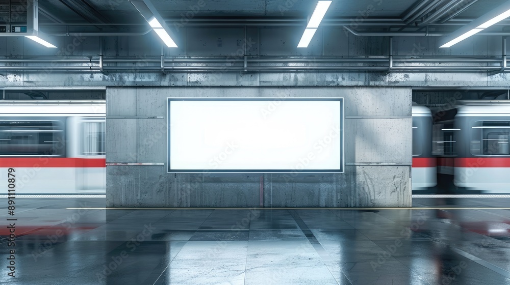 White mockup advertising billboard in subway station and city roadside ...