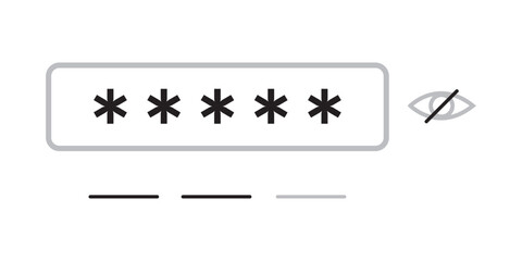 Login password weak strong account registration. Login password form app vector website