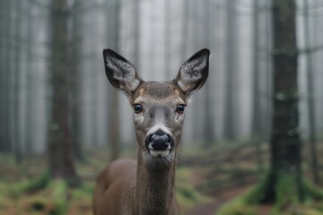 Sticker - Curious deer in a misty forest