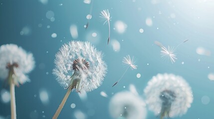 Poster - Dandelion Seeds Floating in the Wind