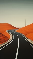 Sticker - Road highway horizon desert.