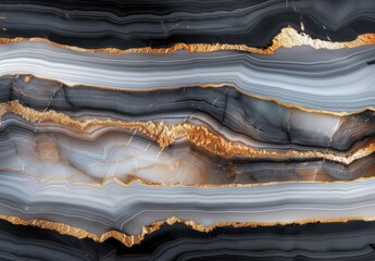 Canvas Print - Vibrant agate stone texture with golden accents