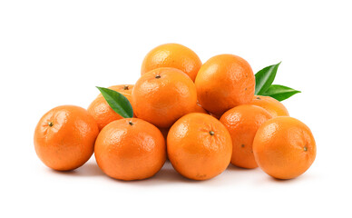 Wall Mural - Pile of Mandarin orange isolate on white background.