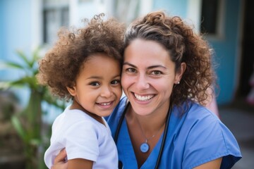 Canvas Print - Stethoscope portrait smiling female. .