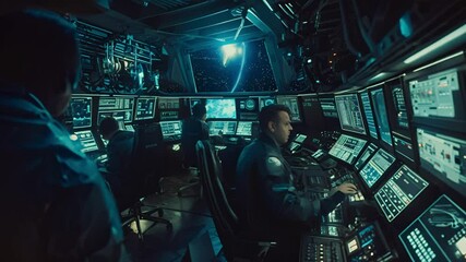 Spacecraft Control Room Futuristic Interior Design for Space Exploration