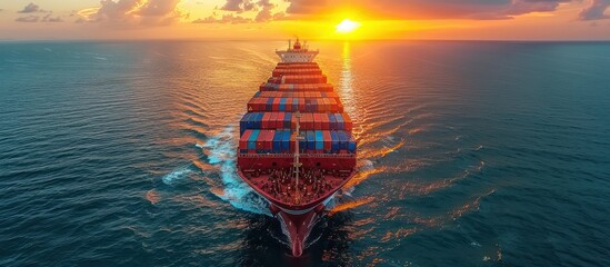 Container Ship at Sunset