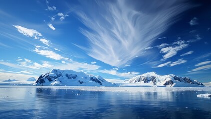 Wall Mural - Antarctic sky blue sky white clouds background picture