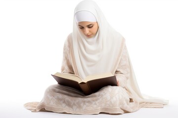 Sticker - Reading quran sitting adult white.