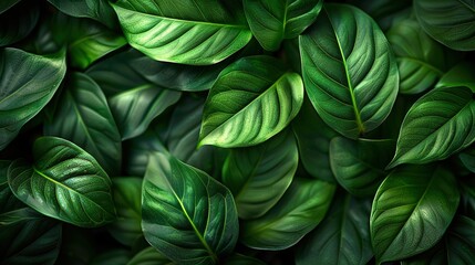 Canvas Print -  Lush Green Leaves Texture