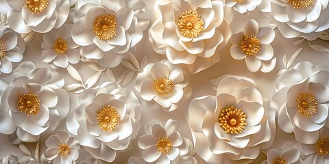 Poster - White jasmine flowers on a light background. 3d rendering