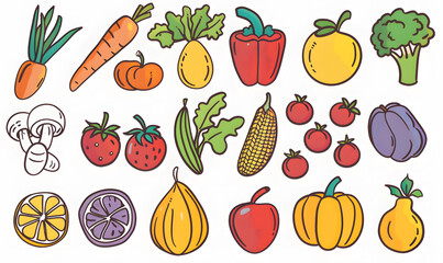 vegetable and fruits photo or illustrator on white background