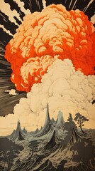 Canvas Print - PNG Illustration of volcanic eruption architecture cauliflower creativity.