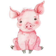 Adorable Watercolor Baby Pig Illustration Perfect for Nursery and Children's Decor