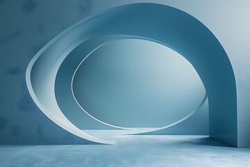 Wall Mural - Futuristic Blue Architectural Design with Curved Arches