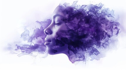 Purple Dreams: A Woman Embracing the Abstract