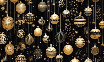 Wall Mural - Gold and silver christmas baubles arrangement celebration backgrounds.