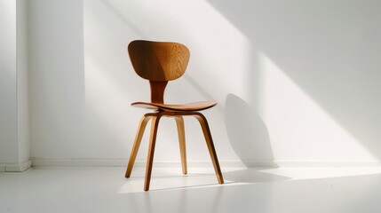 Wall Mural - Wooden Chair in Minimalist Interior