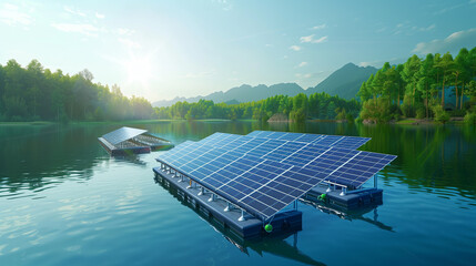 Floating Solar Panels on a Lake