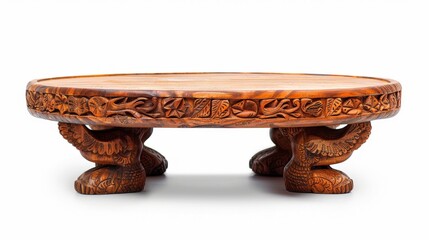 Wall Mural - Handcrafted Wooden Table with Intricate Carvings