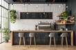 © BetterPhoto - A contemporary coffee shop with a bright, clean design and a blank menu board, creating a fresh and inviting environment.