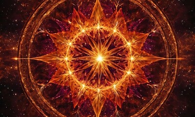 Wall Mural - an abstract representation of the birth of a star, with vibrant colors and swirling patterns symboli