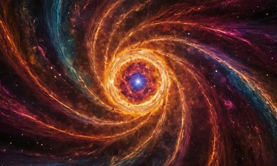 Wall Mural - an abstract representation of the birth of a star, with vibrant colors and swirling patterns symboli