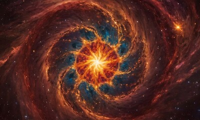 Wall Mural - an abstract representation of the birth of a star, with vibrant colors and swirling patterns symboli