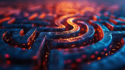 A creative depiction of a coder's mind as a labyrinth of code and algorithms, symbolizing problem-solving and innovation.