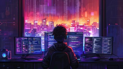An image of a coder participating in an online coding competition, with multiple tabs open for coding, chat, and competition updates.